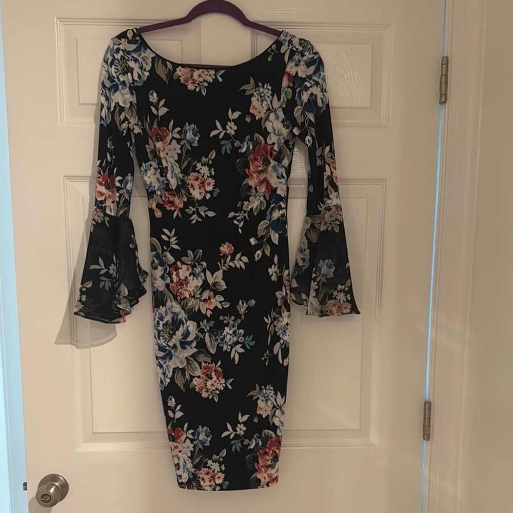 White House Black Market Floral Black Dress